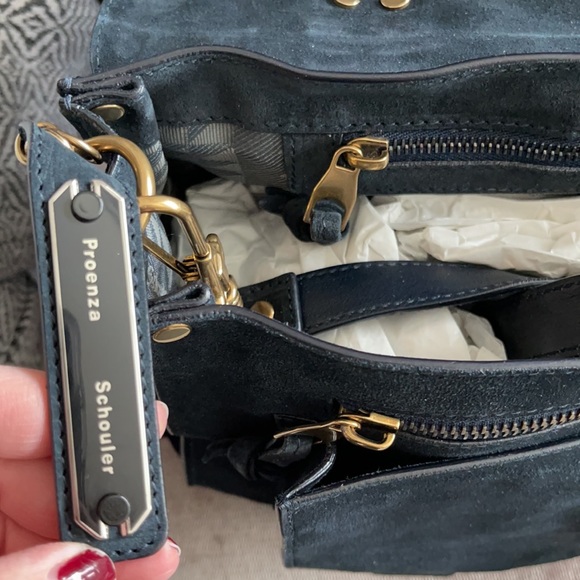 Proenza Schouler PS1 Medium Navy Suede Gold HW - Picture 8 of 16